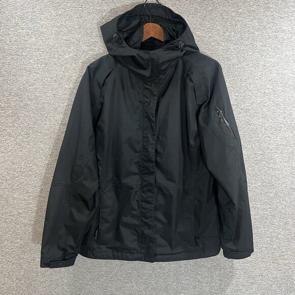 Eddie Bauer Jacket Men Large Weather Edge Black Hooded Windbreaker Rain Jacket - Picture 13 of 16